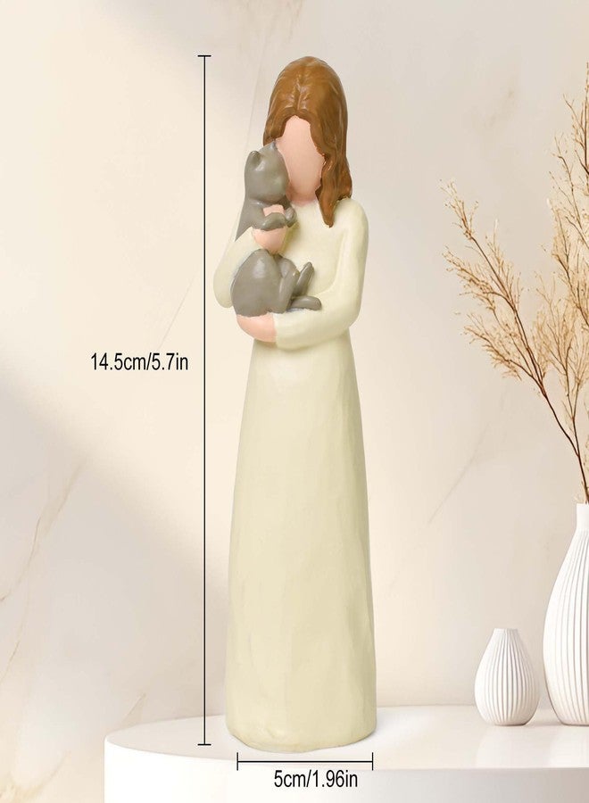 Cuayaes Cat Angel Figurine Memory Gifts for Women, Grey Cats Decorative Hand Drawn Resin Memorial Stone Cat Angel Statue Gifts for Cat Lovers, Friendship Guardian Angel Figure - Image 5