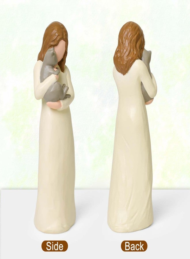 Cuayaes Cat Angel Figurine Memory Gifts for Women, Grey Cats Decorative Hand Drawn Resin Memorial Stone Cat Angel Statue Gifts for Cat Lovers, Friendship Guardian Angel Figure - Image 2