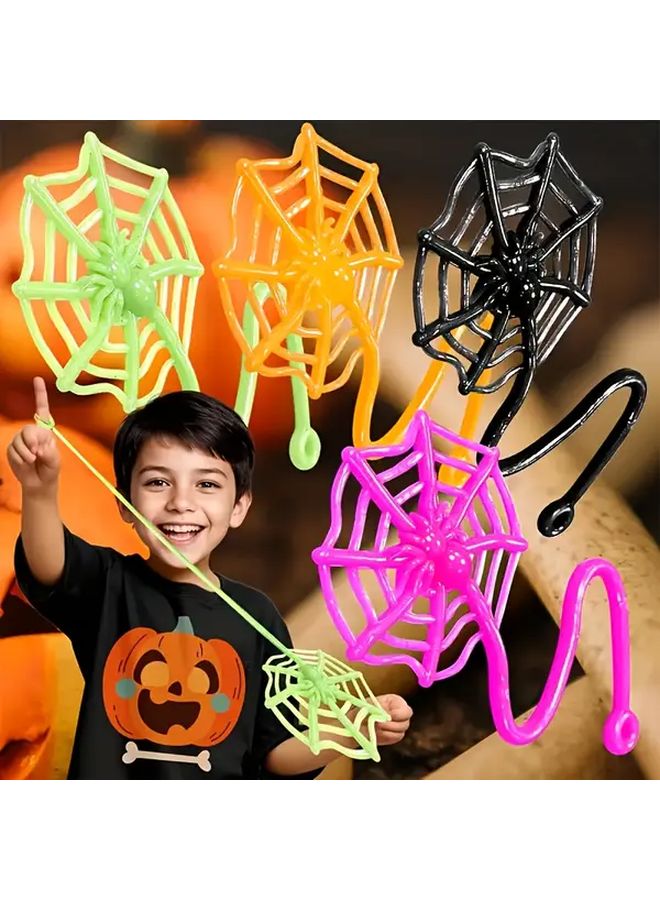 6pcs Sticky Spider Web Party Favors Halloween Birthday Decorations Multi Color - Image 4