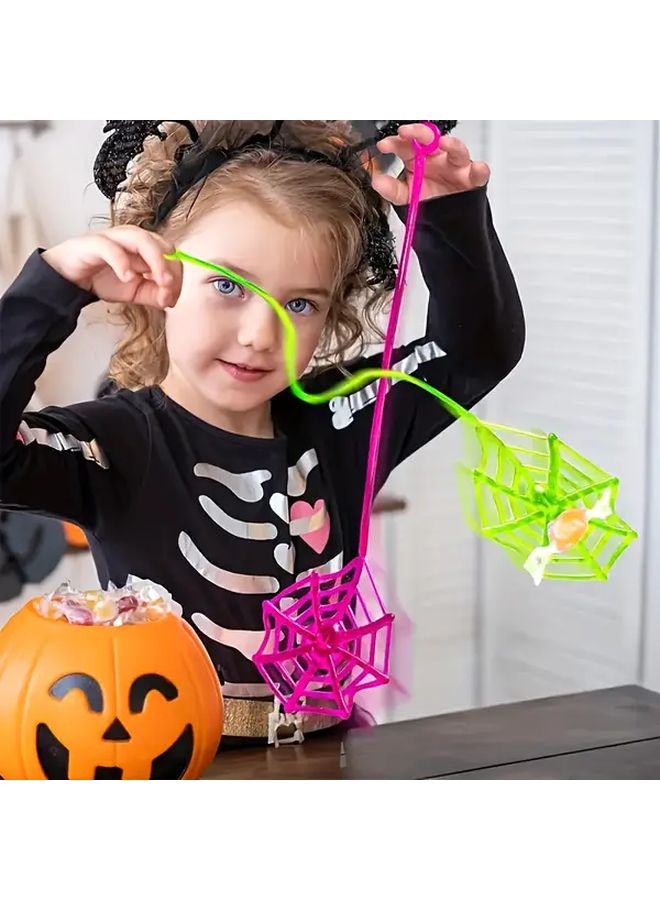 6pcs Sticky Spider Web Party Favors Halloween Birthday Decorations Multi Color - Image 3