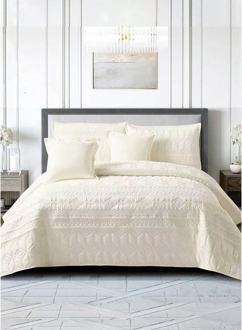 ميرال مفرش سرير نفرين سادة مضغوط – 6 قطع – لحاف محبوك 220×240 سم مع شرشف مغاط 200×200×30 سم - Image 2