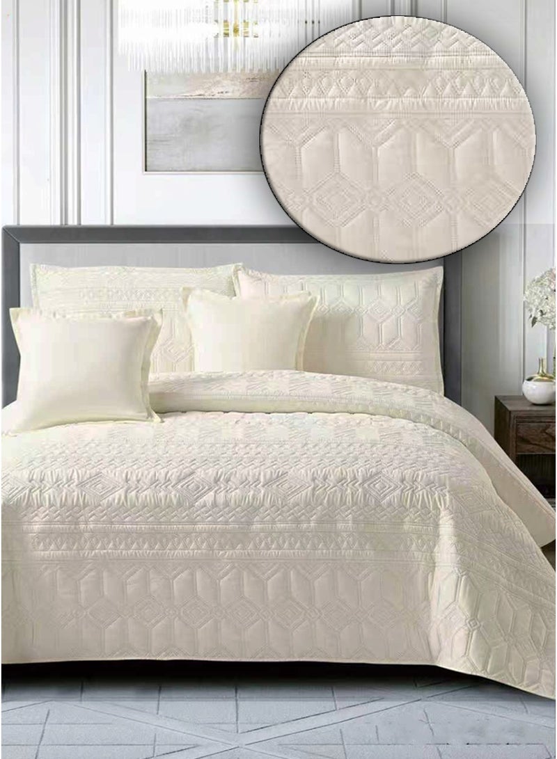 ميرال مفرش سرير نفرين سادة مضغوط – 6 قطع – لحاف محبوك 220×240 سم مع شرشف مغاط 200×200×30 سم - Image 3