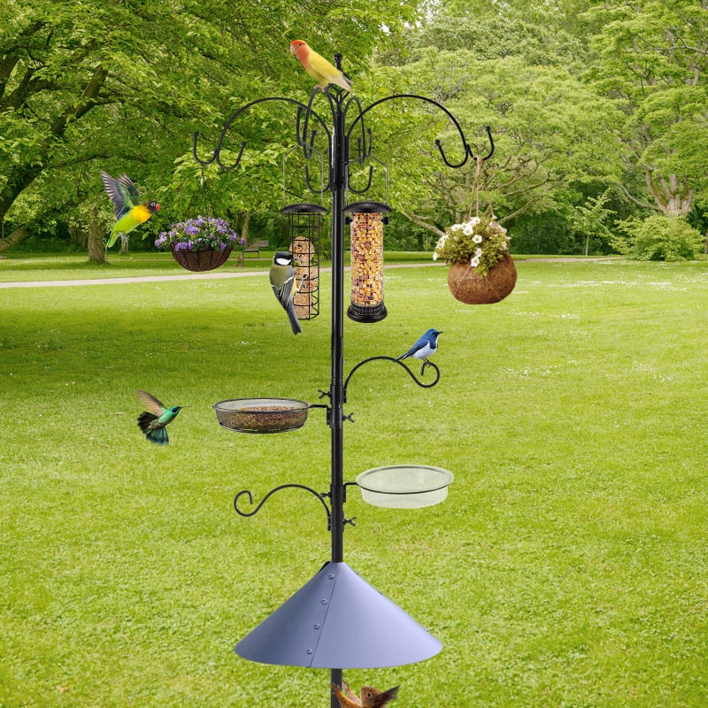 MIXXIDEA Deluxe Bird Feeding Station Kit Bird Feeder Pole with Squirrel Baffle, Suet Cage, Bath Tray for Planter Hanger - Wildlife-Friendly Design - Image 3