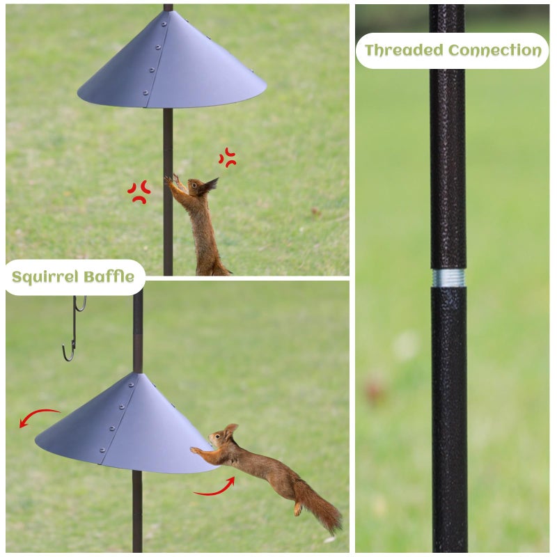 MIXXIDEA Deluxe Bird Feeding Station Kit Bird Feeder Pole with Squirrel Baffle, Suet Cage, Bath Tray for Planter Hanger - Wildlife-Friendly Design - Image 4