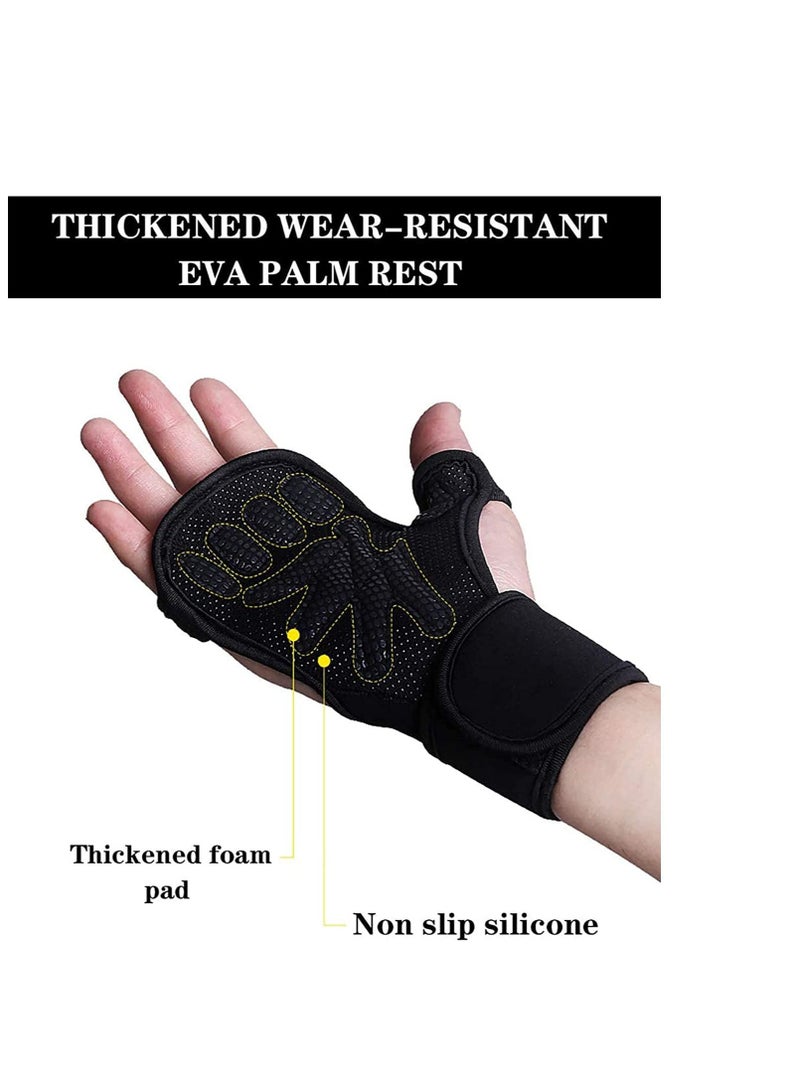 SYOSI New Ventilated Weight Lifting Gloves with Built-In Wrist Wraps, Full Palm Protection & Extra Grip. Great for Pull Ups, Cross Training, Fitness & Weightlifting. Suits Men & Women (M) - Image 2