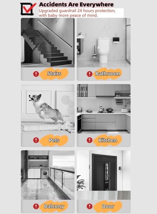 TAKHTEELA Staircase baby door, a must-have house for children's safety, most suitable for 104-111 cm, including the door opening of the automatic closing door, the winner of the Mom's choice Award - easy to install pressure installation pet door, white - Image 2