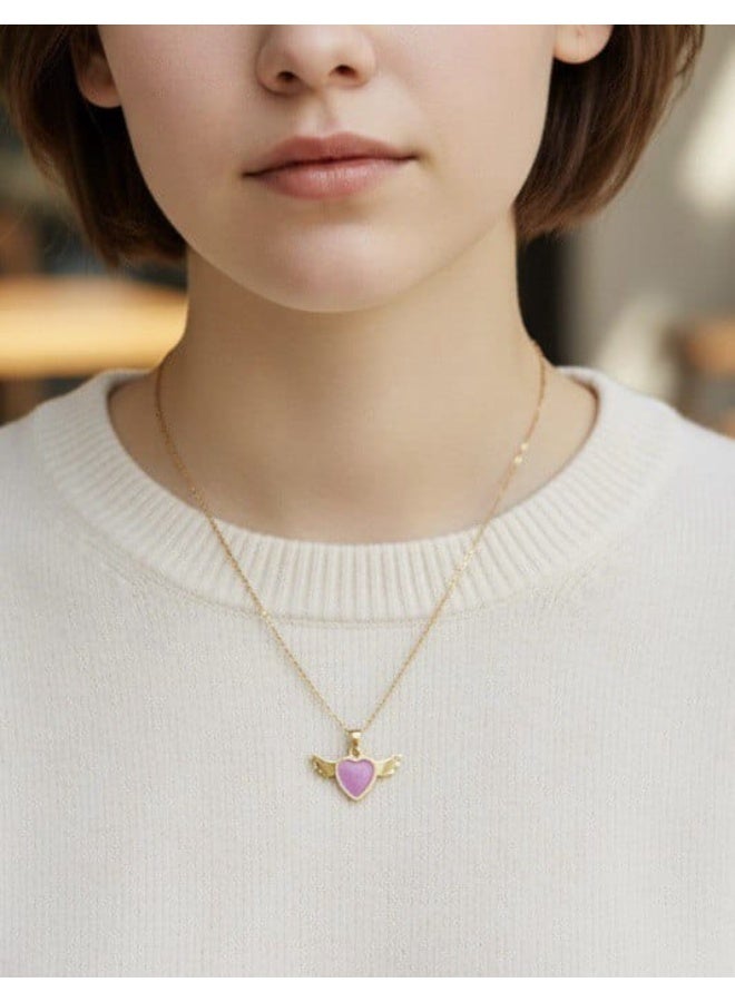 روبي آرت الذهب قلادة من الذهب الخالص عيار 18 قيراطًا مرصعة بالياقوت للبنات - 0.84 جرام - Image 2