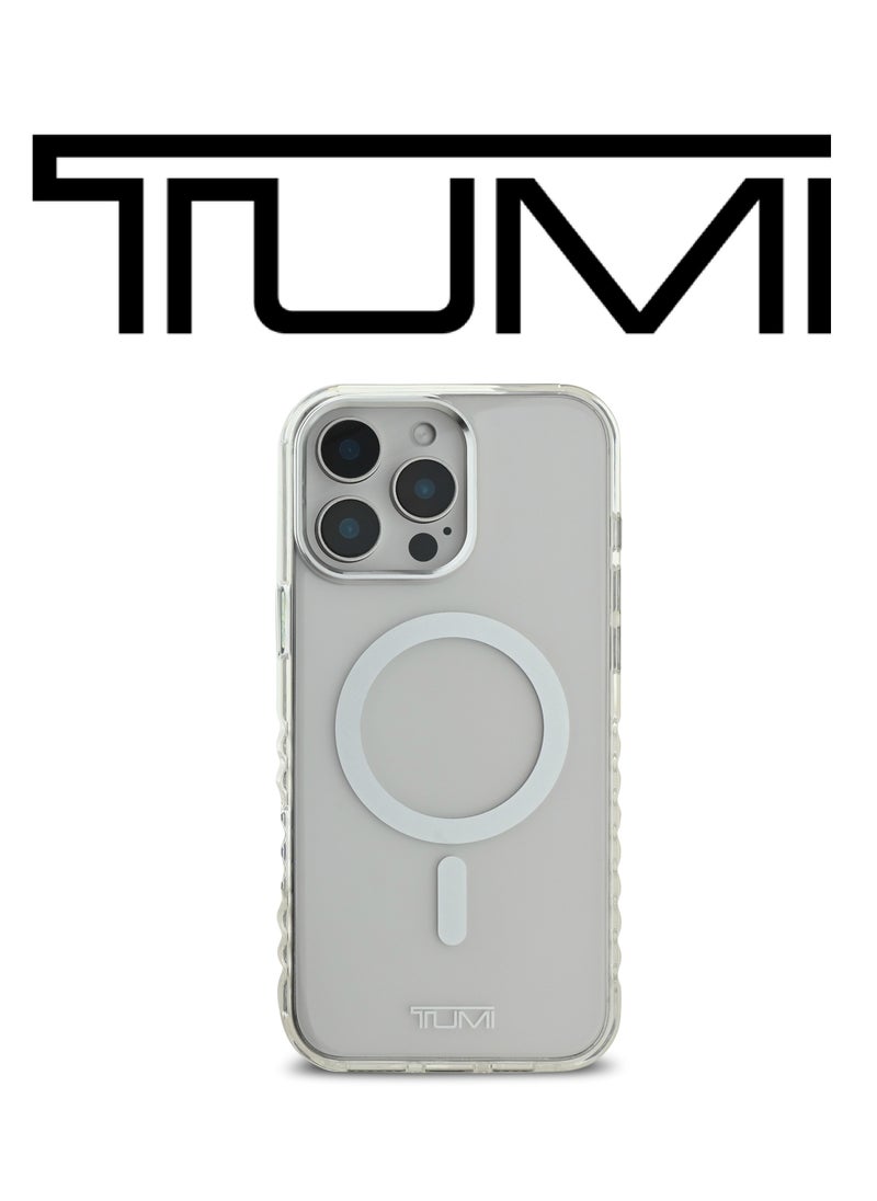 CG MOBILE Back case for iPhone 16 Pro, supports wireless charging MagSafe, French design, Clear color, original logo approved by the global brand TUMI. From CG Mobile.  - Image 1