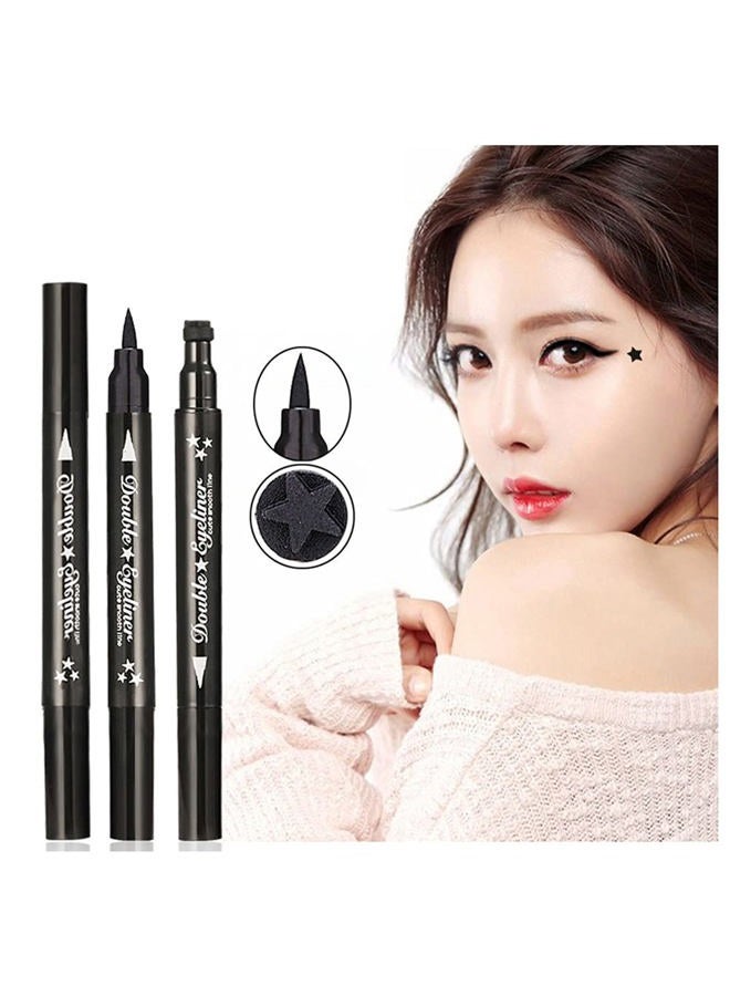 Pinkiou 2 in 1 Double-headed Liquid Eyeliner Pen Stamp Super Slim Gel Felt Tip High Pigment Black Waterproof Smudgeproof Long Lasting Tattoo Makeup Tool(Star) - Image 3