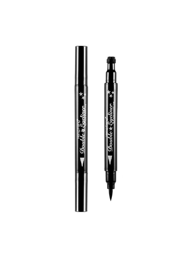 Pinkiou 2 in 1 Double-headed Liquid Eyeliner Pen Stamp Super Slim Gel Felt Tip High Pigment Black Waterproof Smudgeproof Long Lasting Tattoo Makeup Tool(Star) - Image 1