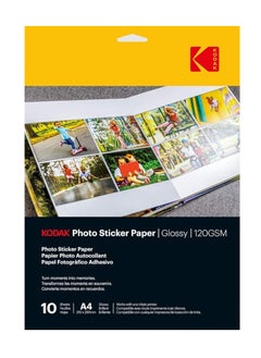 Kodak Photo Sticker Paper Glossy 120 gsm A4 size 10 sheets  - Image 1