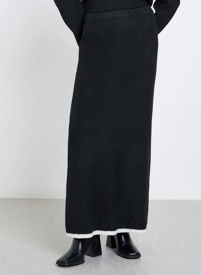 ستايلي تنورة مستقيمة محبوكة بحواف متباينة