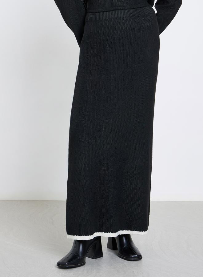 ستايلي تنورة مستقيمة محبوكة بحواف متباينة - Image 2