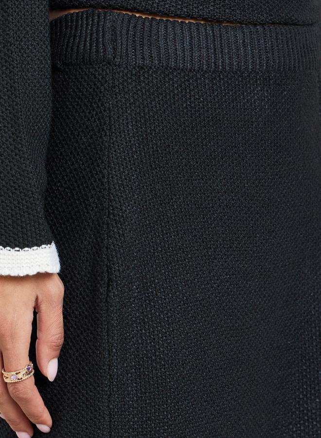 ستايلي تنورة مستقيمة محبوكة بحواف متباينة - Image 3
