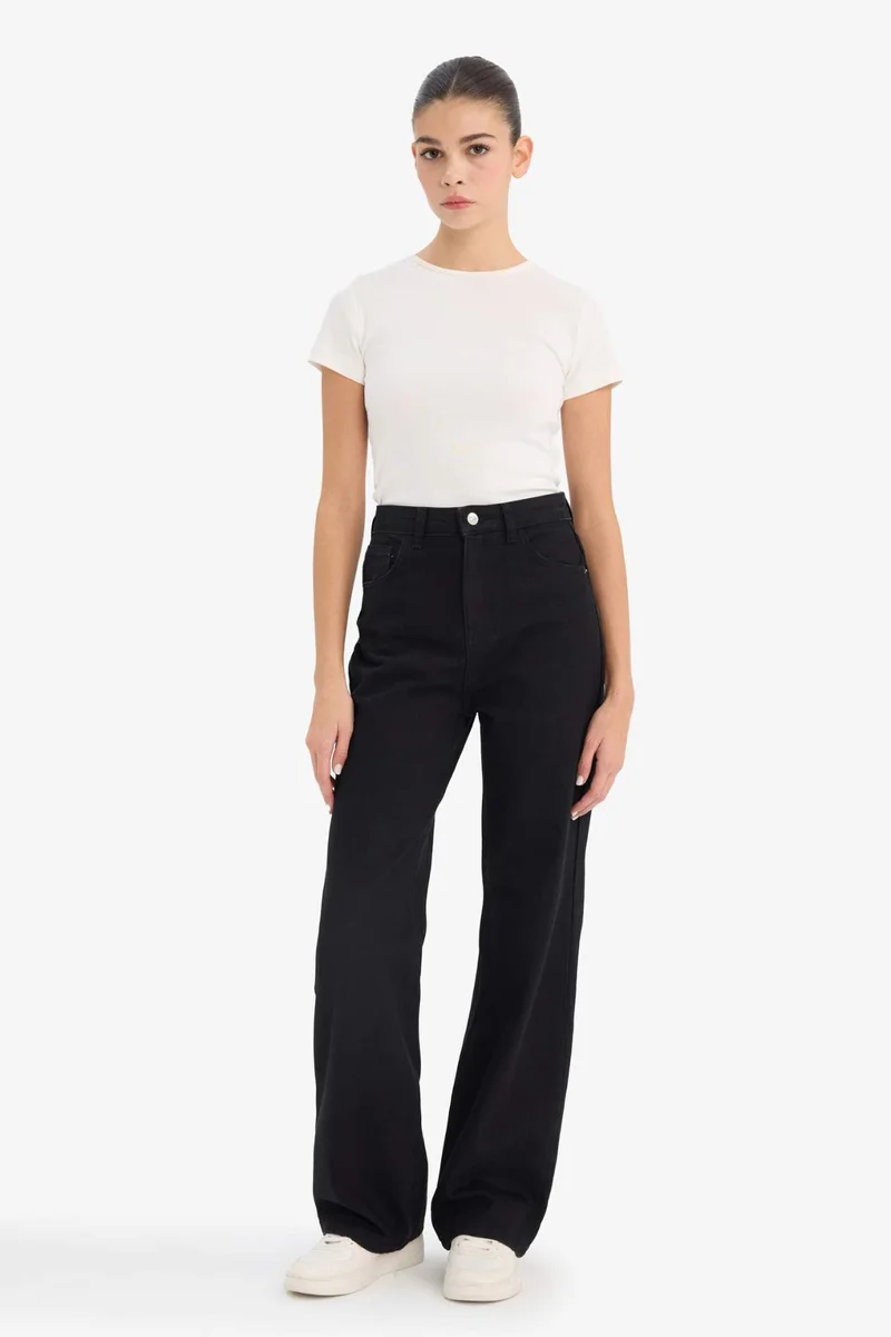DeFacto 100% Cotton 90's Wide Leg High Waist Jeans