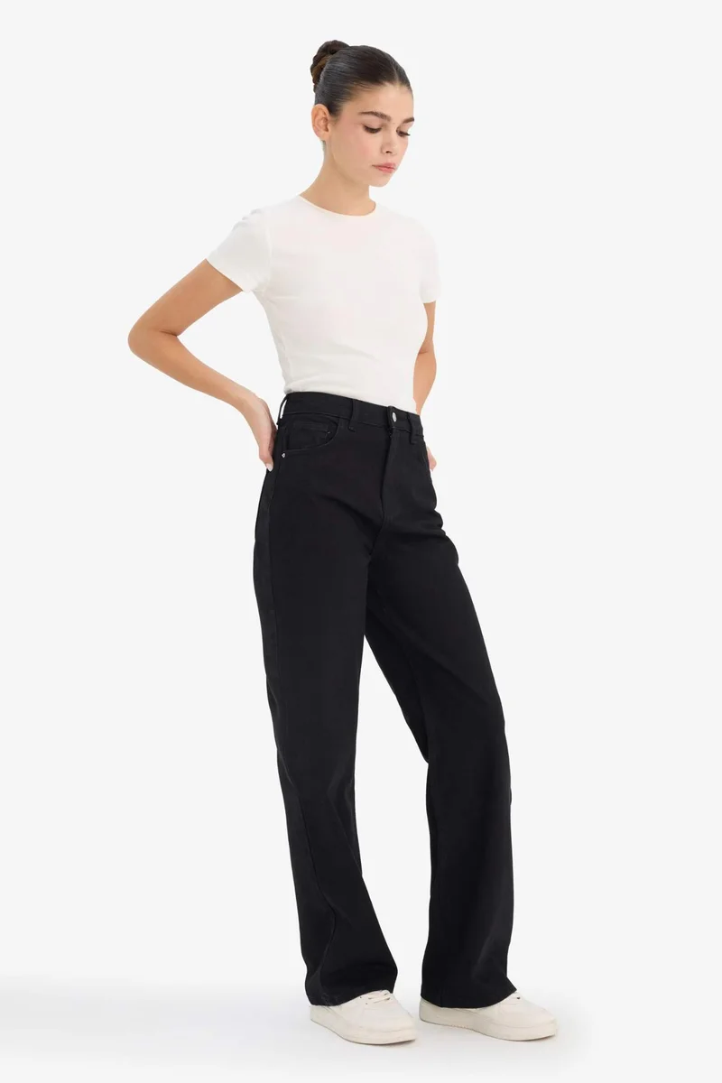 DeFacto 100% Cotton 90's Wide Leg High Waist Jeans