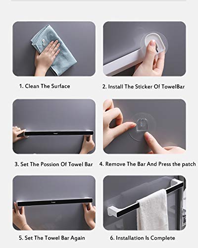 ZURATO Self Adhesive Wall Mount Towel Holder/Towel Stand/Multi-Function Towel Rack for Kitchen Bathroom Toilet,Under Cabinet,Garage,Laundry,Pantry 10.41 * 2.5 * 1.18 Inches(Small-25Cm) Abs Plastic - Image 3