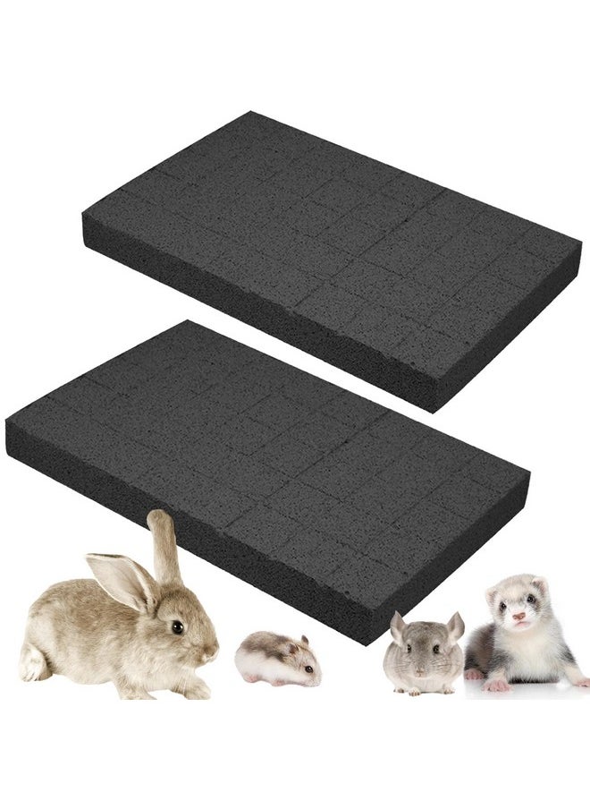 Hamiledyi Hamiledyi Rabbit Scratch Foot Pads 2Pack Bunny Grinding Claw Pad Small Animals Lava Grinding Teeth Stone Hamster Chew Sweet Bamboo Treats Toy for Chinchilla Ferret Guinea Pig Rat Gerbil Hedgehog Black  - Image 1