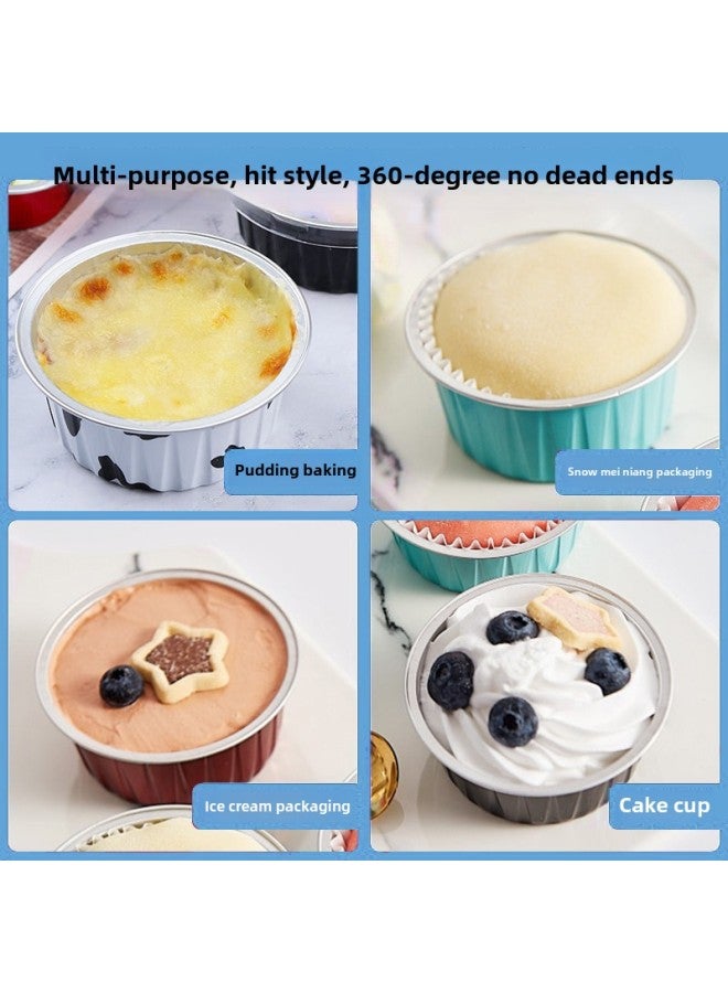 Disposable Snow Mei Niang Packaging Box Baking Pudding Cake Cup Dafu Thickened Baking Aluminum Foil Round Box Direct Sales-Specifications:A Box Without Lid (2000)-Color:Red - Image 2