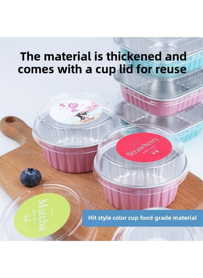 Disposable Snow Mei Niang Packaging Box Baking Pudding Cake Cup Dafu Thickened Baking Aluminum Foil Round Box Direct Sales-Specifications:A Box Without Lid (2000)-Color:Red - Image 3