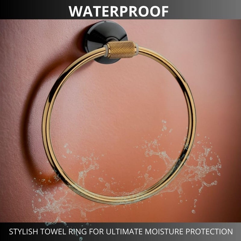 LUXIUR Towel Hanger for Bathroom and Kitchen Accessories Item Holder, 304 Grade Stainless Steel Towel Ring, Napkin Holder for Wash Basin, PVD Gold - Image 4