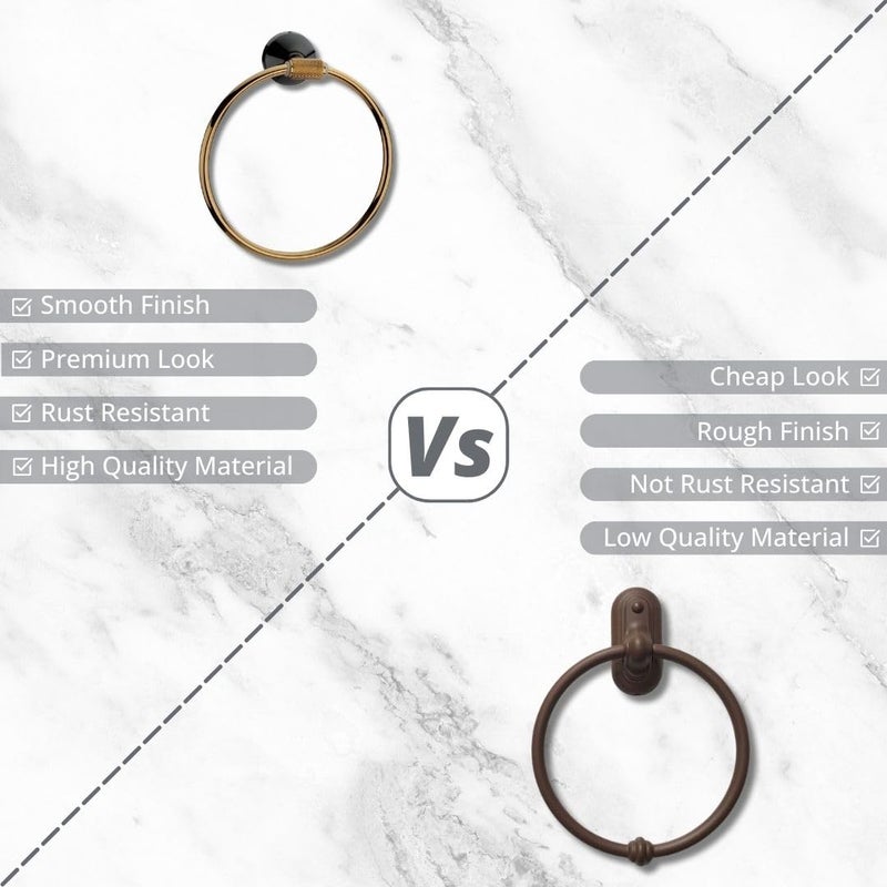 LUXIUR Towel Hanger for Bathroom and Kitchen Accessories Item Holder, 304 Grade Stainless Steel Towel Ring, Napkin Holder for Wash Basin, PVD Gold - Image 5