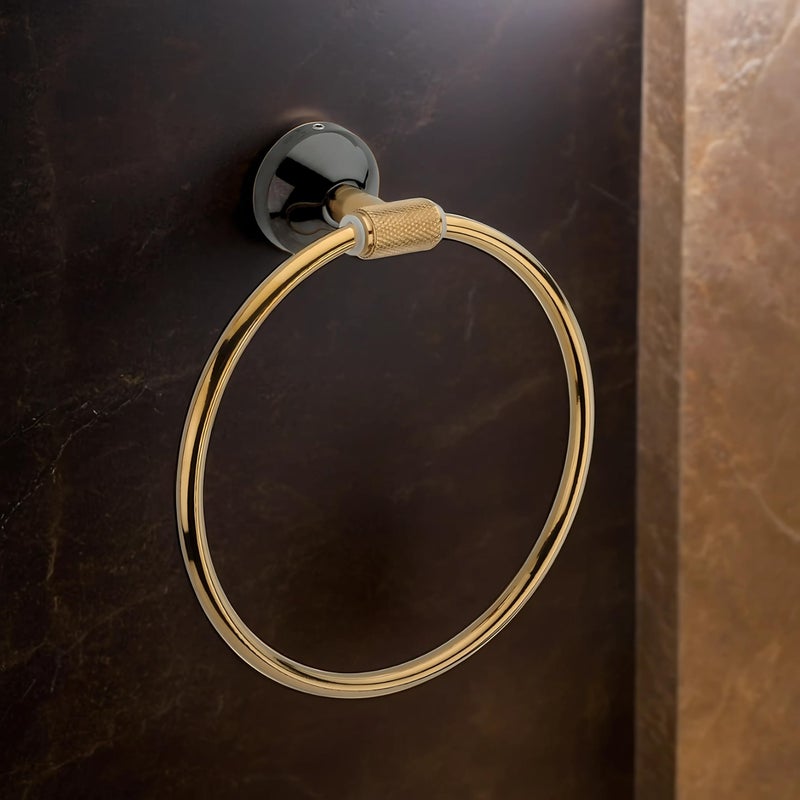 LUXIUR Towel Hanger for Bathroom and Kitchen Accessories Item Holder, 304 Grade Stainless Steel Towel Ring, Napkin Holder for Wash Basin, PVD Gold - Image 1