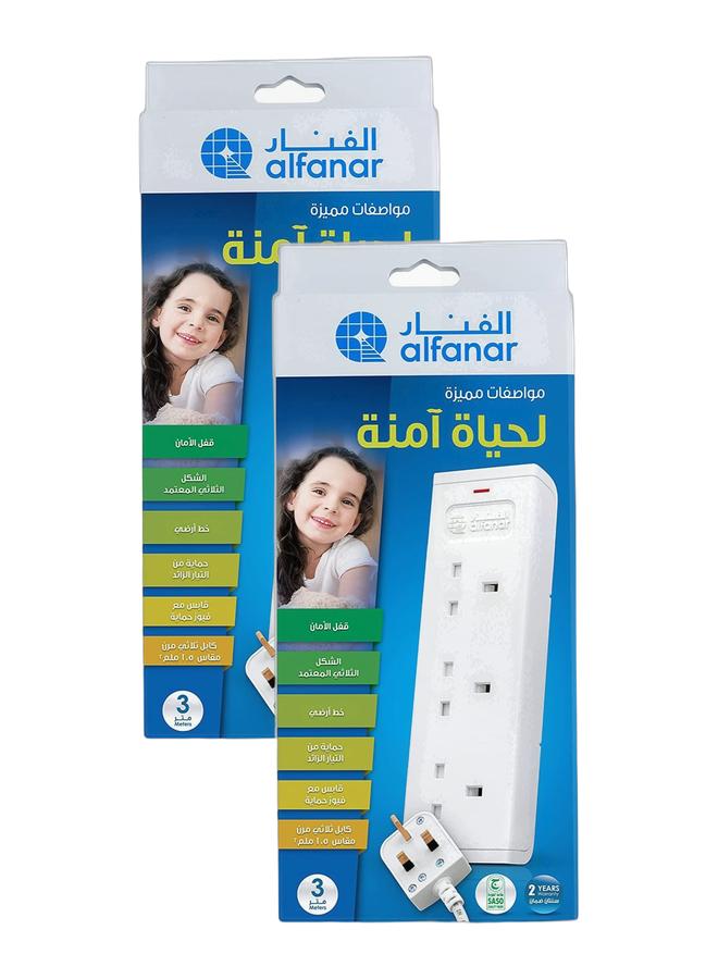 الفنار وصلة سلك 3 مقابس 13 أمبير أبيض 3 متر أبيض 3متر - Image 1