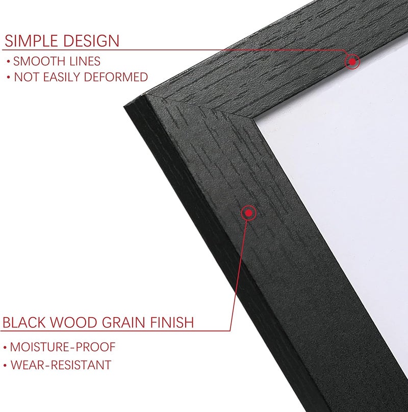 PEALSN 11x14 Picture Frame Set of 6, Display Pictures 8x10 with Mat or 11x14 Without Mat for Wall Mounting or Table Top Display, Photo Frames Collage for Wall Decor, Black Woodgrain. - Image 3