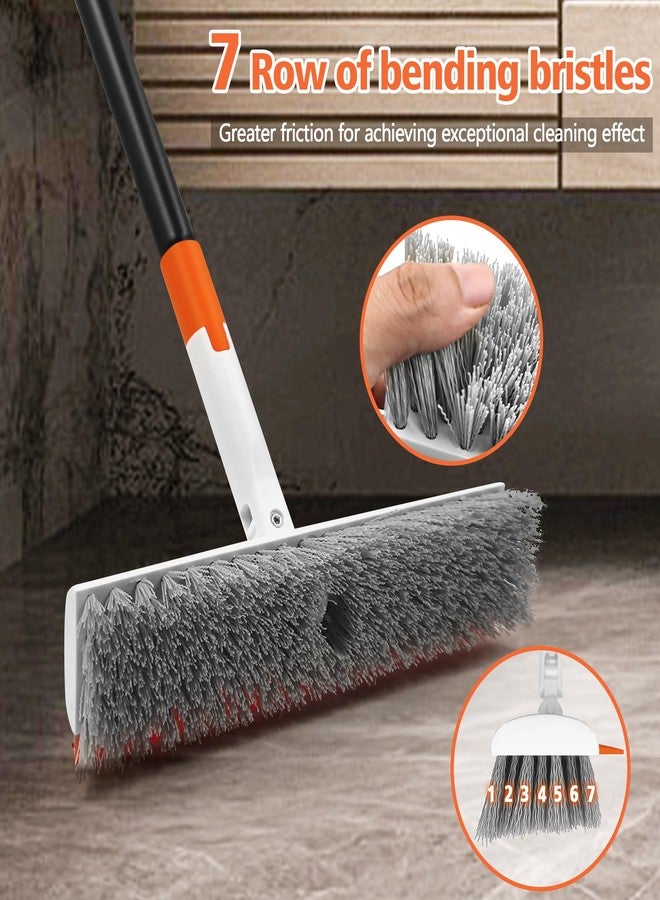 NEWE Floor Scrub Brush with Long Handle, 2 in 1 Stiff Bristles Scrubber Mop with Squeegee for Cleaning Deck Tile Tub Garage Patio Wall Sink Bathroom Kitchen - Image 4