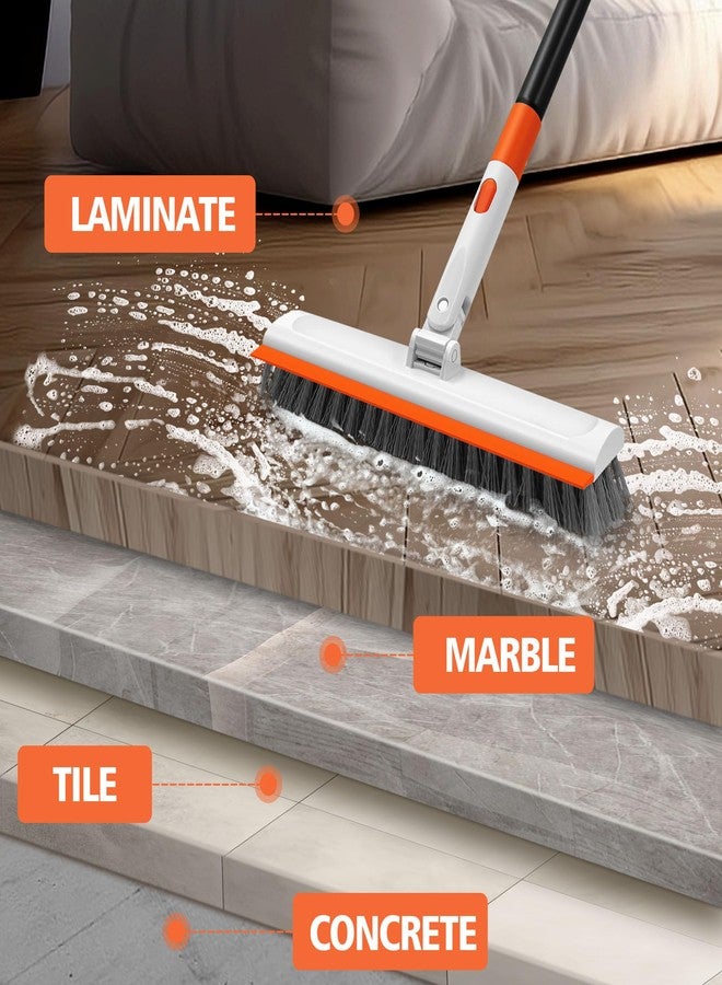 NEWE Floor Scrub Brush with Long Handle, 2 in 1 Stiff Bristles Scrubber Mop with Squeegee for Cleaning Deck Tile Tub Garage Patio Wall Sink Bathroom Kitchen - Image 5