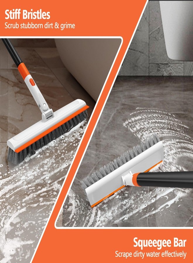 NEWE Floor Scrub Brush with Long Handle, 2 in 1 Stiff Bristles Scrubber Mop with Squeegee for Cleaning Deck Tile Tub Garage Patio Wall Sink Bathroom Kitchen - Image 2