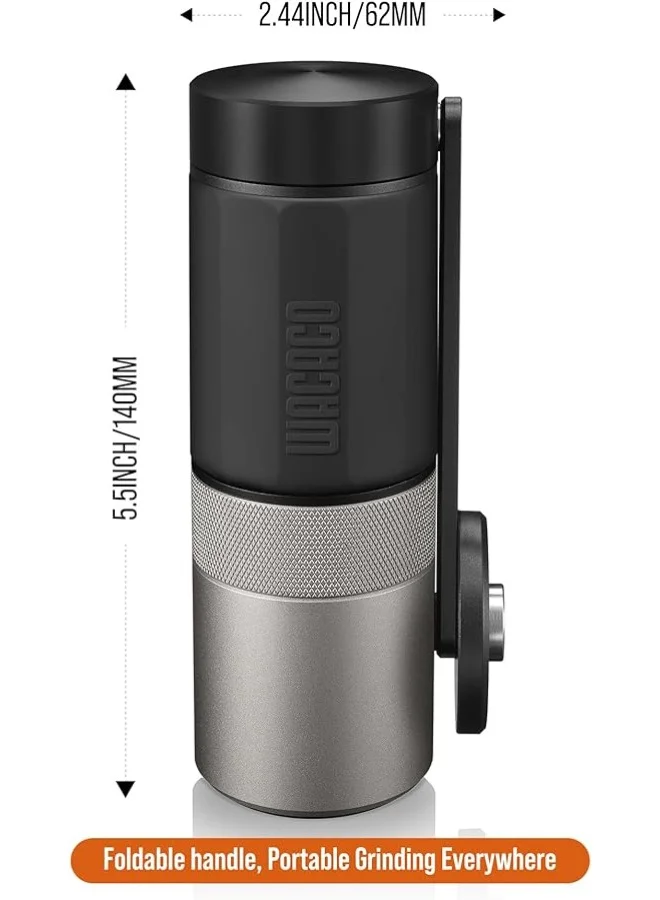 WACACO Exagrind - Manual Coffee Grinder, Stainless Steel Conical Burr, High Precision Adjustable Coffee Bean Grinder w/ Hand Crank, Handheld Portable Grinder for Espresso, Pour-over, Camping, Travel