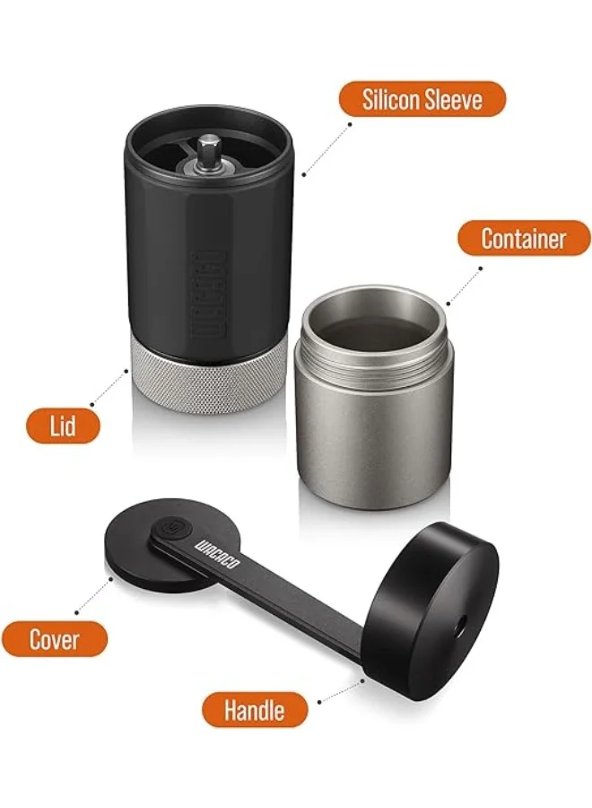 WACACO Exagrind - Manual Coffee Grinder, Stainless Steel Conical Burr, High Precision Adjustable Coffee Bean Grinder w/ Hand Crank, Handheld Portable Grinder for Espresso, Pour-over, Camping, Travel