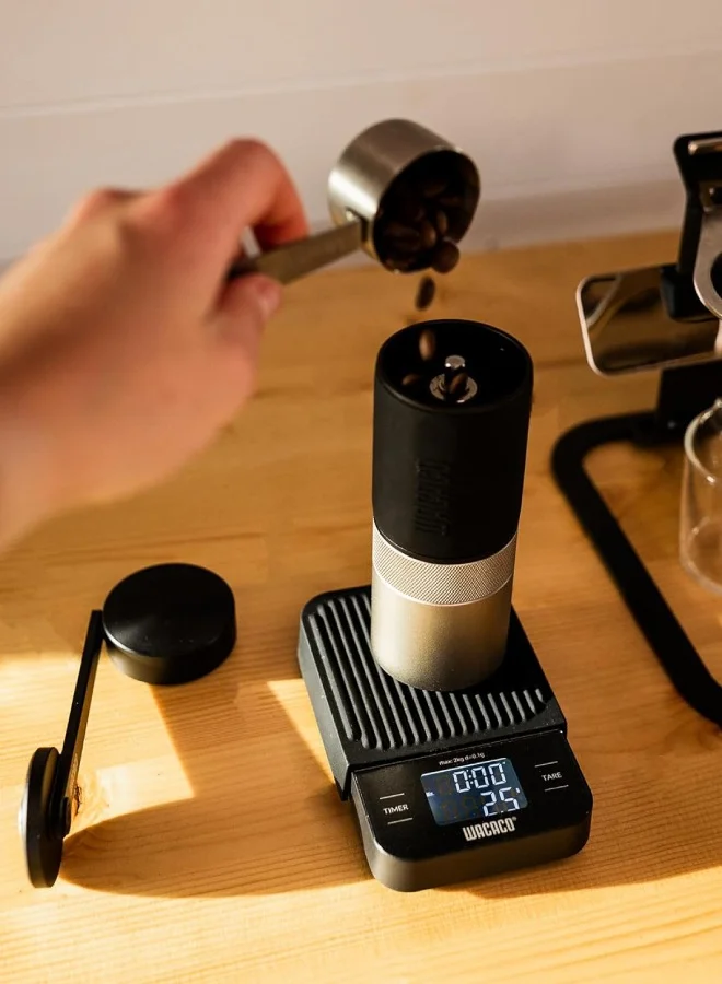 WACACO Exagrind - Manual Coffee Grinder, Stainless Steel Conical Burr, High Precision Adjustable Coffee Bean Grinder w/ Hand Crank, Handheld Portable Grinder for Espresso, Pour-over, Camping, Travel