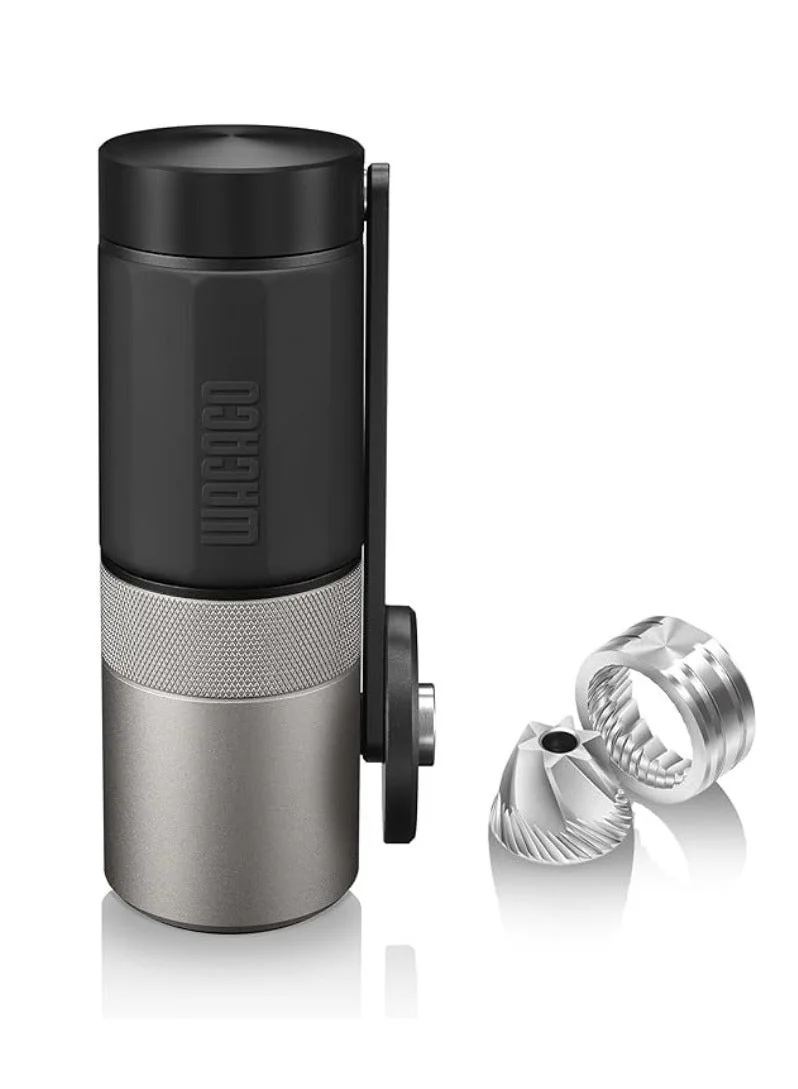 Wacaco Exagrind - Manual Coffee Grinder, Stainless Steel Conical Burr, High Precision Adjustable Coffee Bean Grinder w/ Hand Crank, Handheld Portable Grinder for Espresso, Pour-over, Camping, Travel
