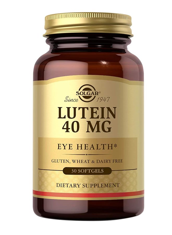 Solgar Lutein 40 Mg Supports Eye Health Gluten Wheat And Dairy Free  30 Softgels - Image 1
