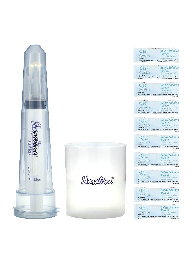 Squip, Nasaline Junior, Nasal Rinsing System, For Children Ages 4-12, 14 Piece Kit - Image 3