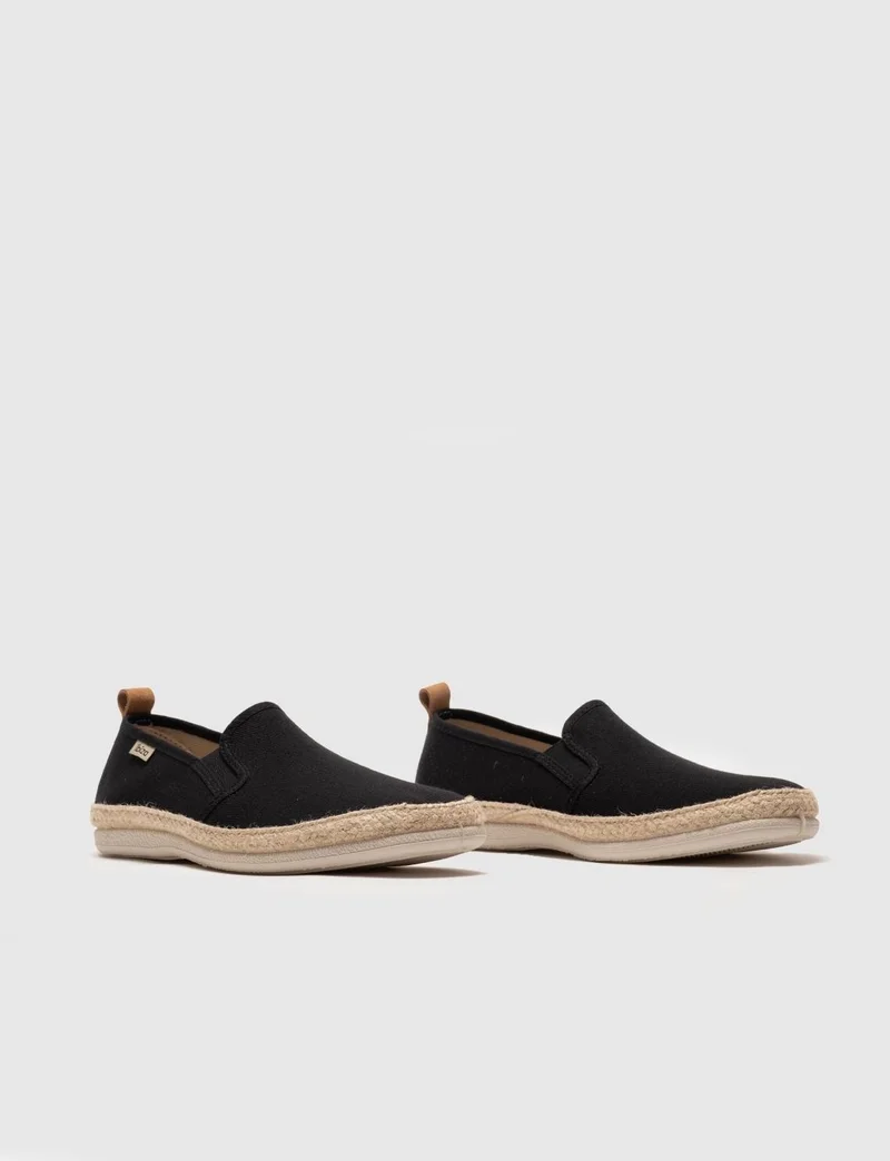 Cabani Black Straw Detailed Men's Casual Shoes
