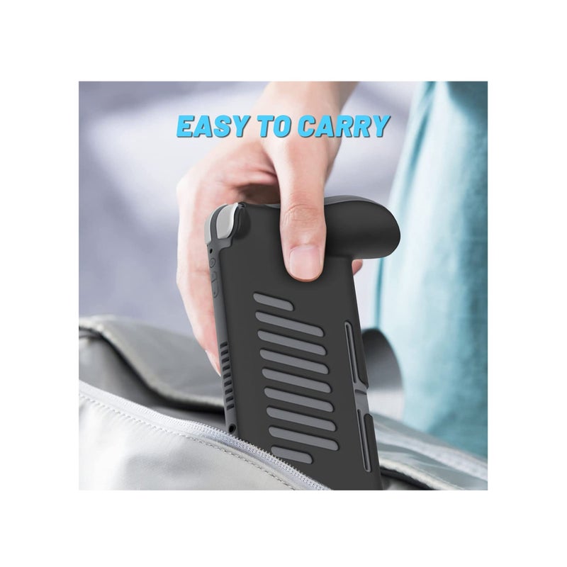 SOLARAE Hand Grip Compatible with Nintendo Switch Lite, Ergonomic Comfort Handheld Protective Case Portable Cover Accessories for Nintendo Switch Lite with 2 Glass Screen Protectors and Thumb Caps - Image 4