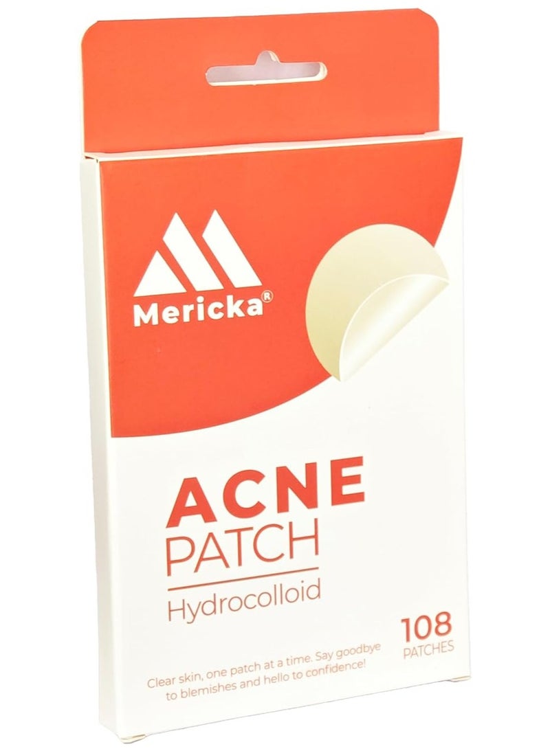 MERICKA - Premium Pimple Acne Patches Invisible Acne Patch Pimple Patch, 108 patches with Tea Tree Oil & Centella Oil - Hydrocolloid Acne Patches for Face - Cute Zit Patches for Quick Healing - Image 1