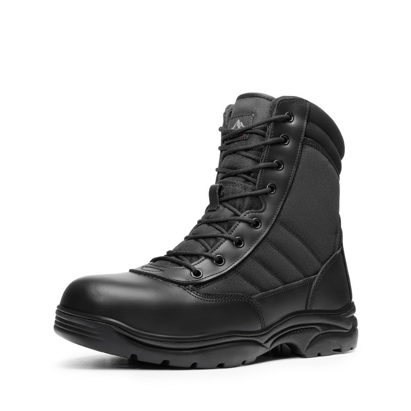 NORTIV 8 Steel Toe Boots for Men Safety Industrial & Construction Military Work Boots Slip Resistant ASTM F2413-18, TROOPER-STL,Size 7,Black,TROOPER-STEEL - Image 1