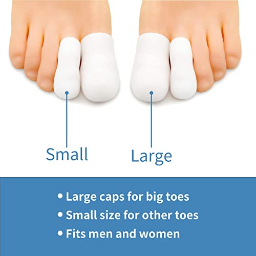 Anzailala Toe Protectors for Men Women Soft Gel Toe Caps for Foot Pain Relief Toe Separator Toe Sleeves for Ingrown Toenails Corns Calluses Blisters - 2 Large + 4 Small (L, 6) - Image 3