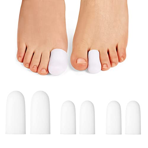 Anzailala Toe Protectors for Men Women Soft Gel Toe Caps for Foot Pain Relief Toe Separator Toe Sleeves for Ingrown Toenails Corns Calluses Blisters - 2 Large + 4 Small (L, 6) - Image 1