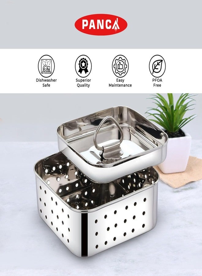 PANCA Stainless Steel Paneer Maker Mould Big Size, Paneer Press With Lid, Tofu Press Mould Maker, Whey Seperator (Square, 550ml Capacity) - Image 5