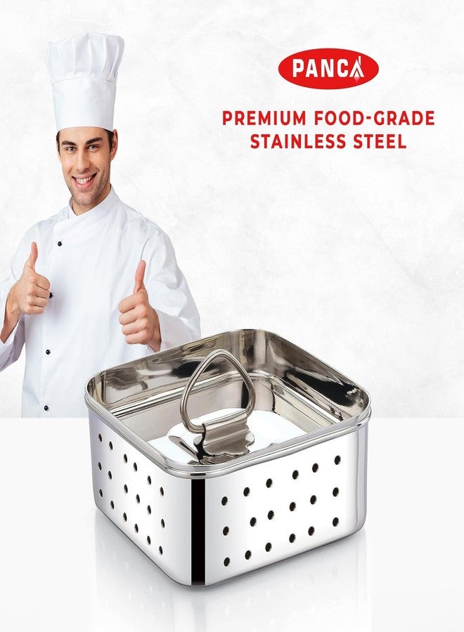 PANCA Stainless Steel Paneer Maker Mould Big Size, Paneer Press With Lid, Tofu Press Mould Maker, Whey Seperator (Square, 550ml Capacity) - Image 3
