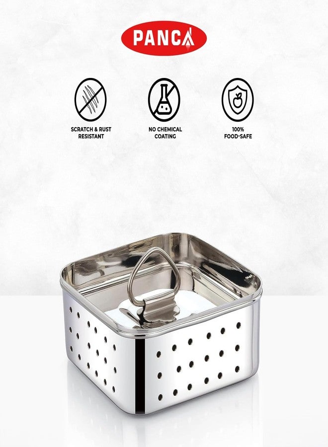 PANCA Stainless Steel Paneer Maker Mould Big Size, Paneer Press With Lid, Tofu Press Mould Maker, Whey Seperator (Square, 550ml Capacity) - Image 4