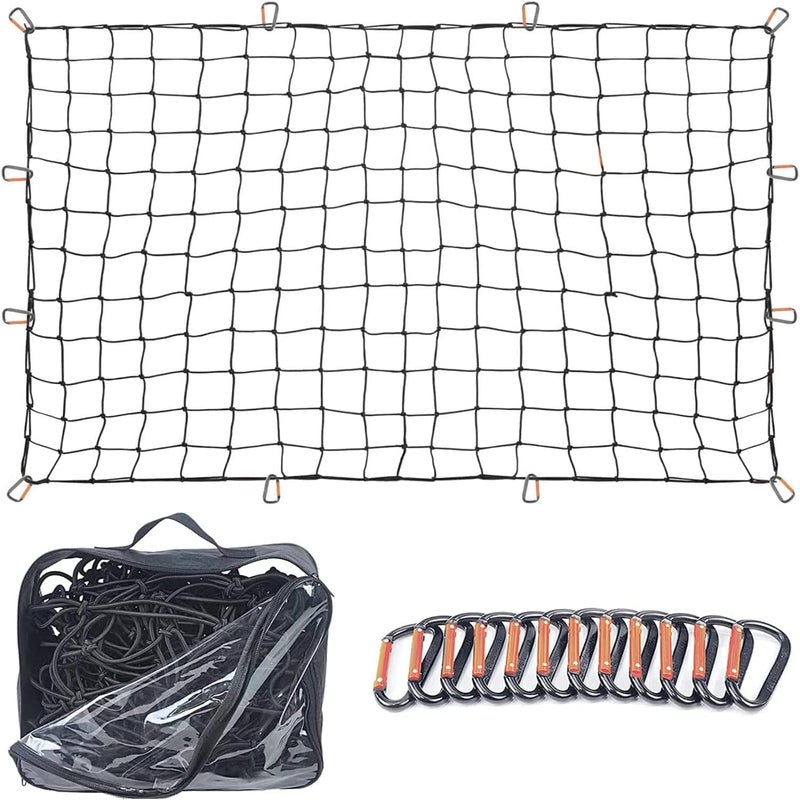 Grit Performance Cargo Net for Roof Rack - 22 x 38 Inch, Heavy-Duty, Mesh Square Bungee Netting with 12 Black Clips and Storage Bag - Holds Small and Large Loads - Image 1