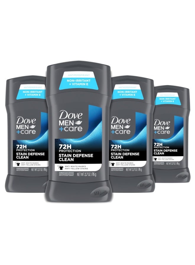 Dove Dove Men+Care Deodorant Stick 4 Count Stain Defense Clean for Men, Anti-white Marks & Anti-yellow Stains with 72-hour Sweat and Odor Protection 2.7 oz - Image 1
