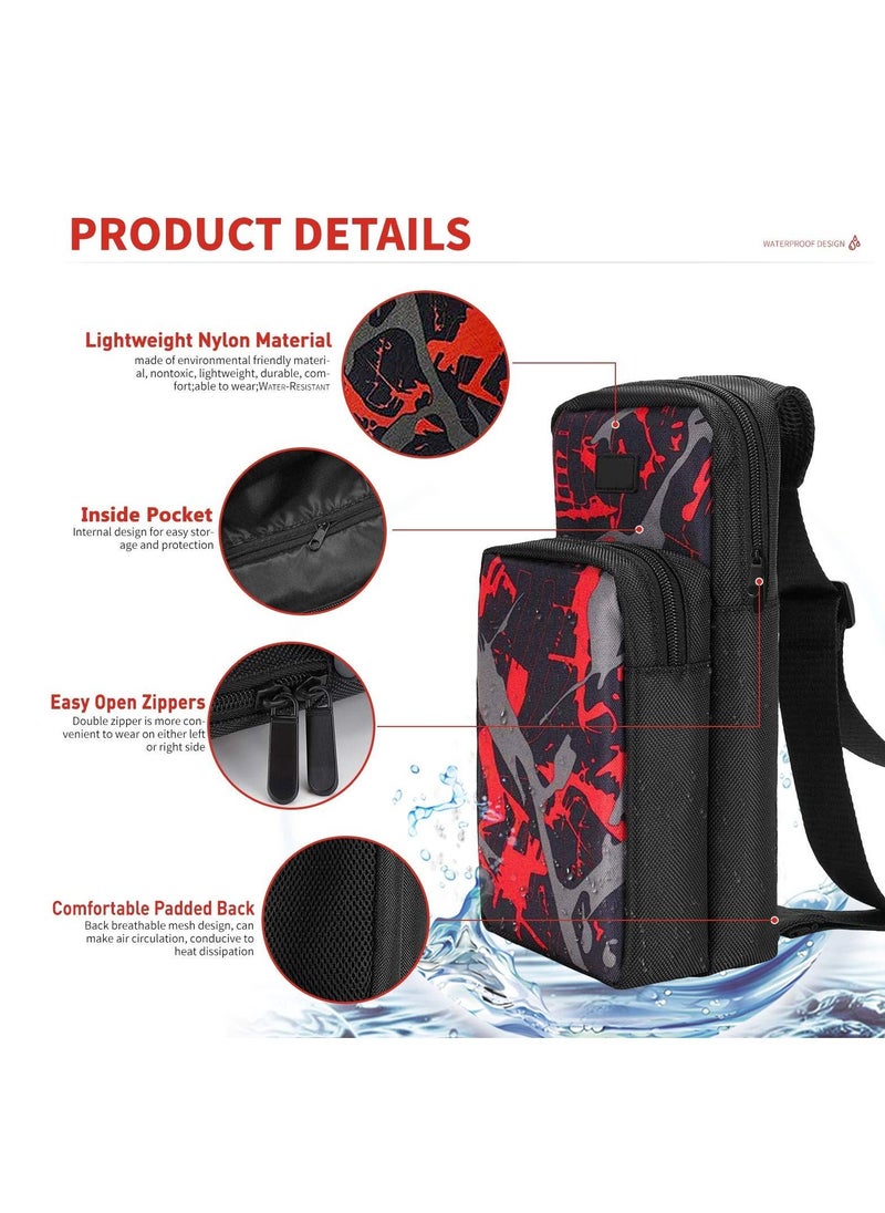 HoldPeak - Travel Bag for Nintendo Switch,Portable Travel Carrying Case Mesh Design Waterproof Shoulder Bag, Black/Red - Image 1